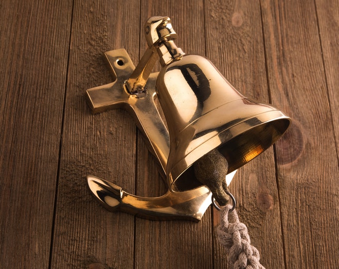 Brass Anchor Ship Bell Rope Nautical Maritime Wall Decor Beach Decor
