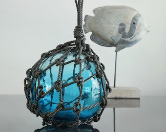 Vintage Japanese Glass Fishing Float Nautical Beach Decor 9 inch