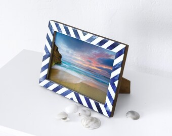 Sea Cottage Style White Blue Picture Frame Nautical Beach Decor, by SEASTYLE
