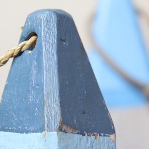 Coastal Decor Set Blue White Navy Lobster Buoy Nautical Vintage Style Wooden by SEASTYLE image 4