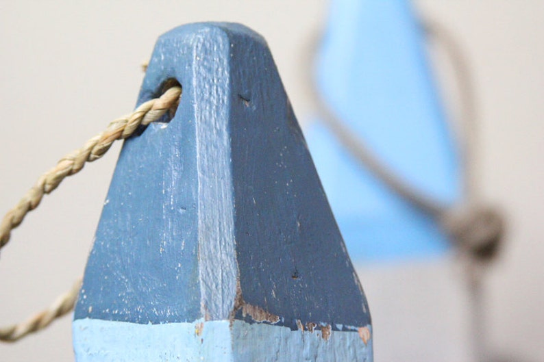 Coastal Decor Set Blue White Navy Lobster Buoy Nautical Vintage Style Wooden by SEASTYLE image 4