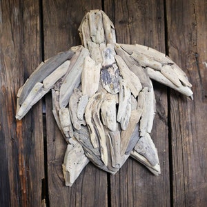 Driftwood Handmade Big Turtle 20x20x4" inch , Rustic Beach Decor by SEASTYLE