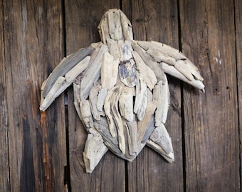 Driftwood Handmade Big Turtle 20x20x4" inch , Rustic Beach Decor by SEASTYLE