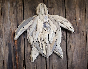 Driftwood Handmade Big Turtle 20x20x4&quot; inch , Rustic Beach Decor by SEASTYLE