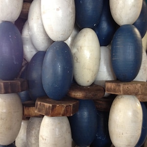 Wooden Net Floats Ball Strings used  White and Dark Blue  SEASTYLE