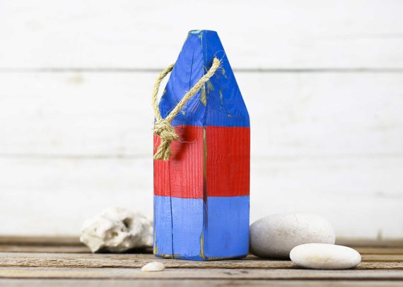 Décor De Plage Bouée De Flotteur Homard Ancienne Bleu Rouge Bleu Style Vintage Nautique Par Seastyle