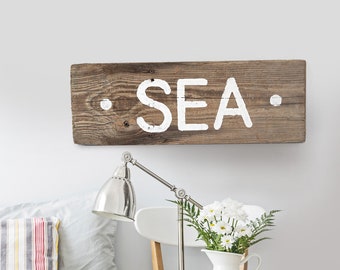 Driftwood SEA Sign 19"  Nautical Beach decor by SEASTYLE