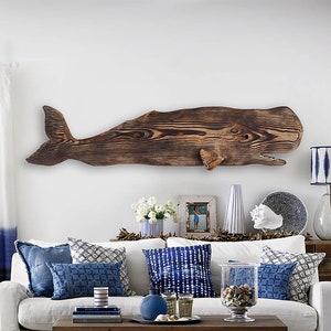 Driftwood Whale 52 in 2D Sculpture Beach Décor by SEASTYLE