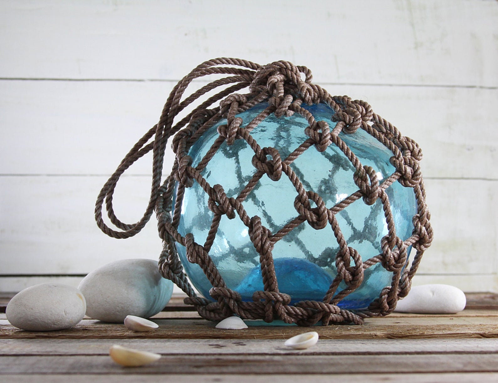 Blue Big Fishing Float 9.5 Inch Beach Decor by SEASTYLE 