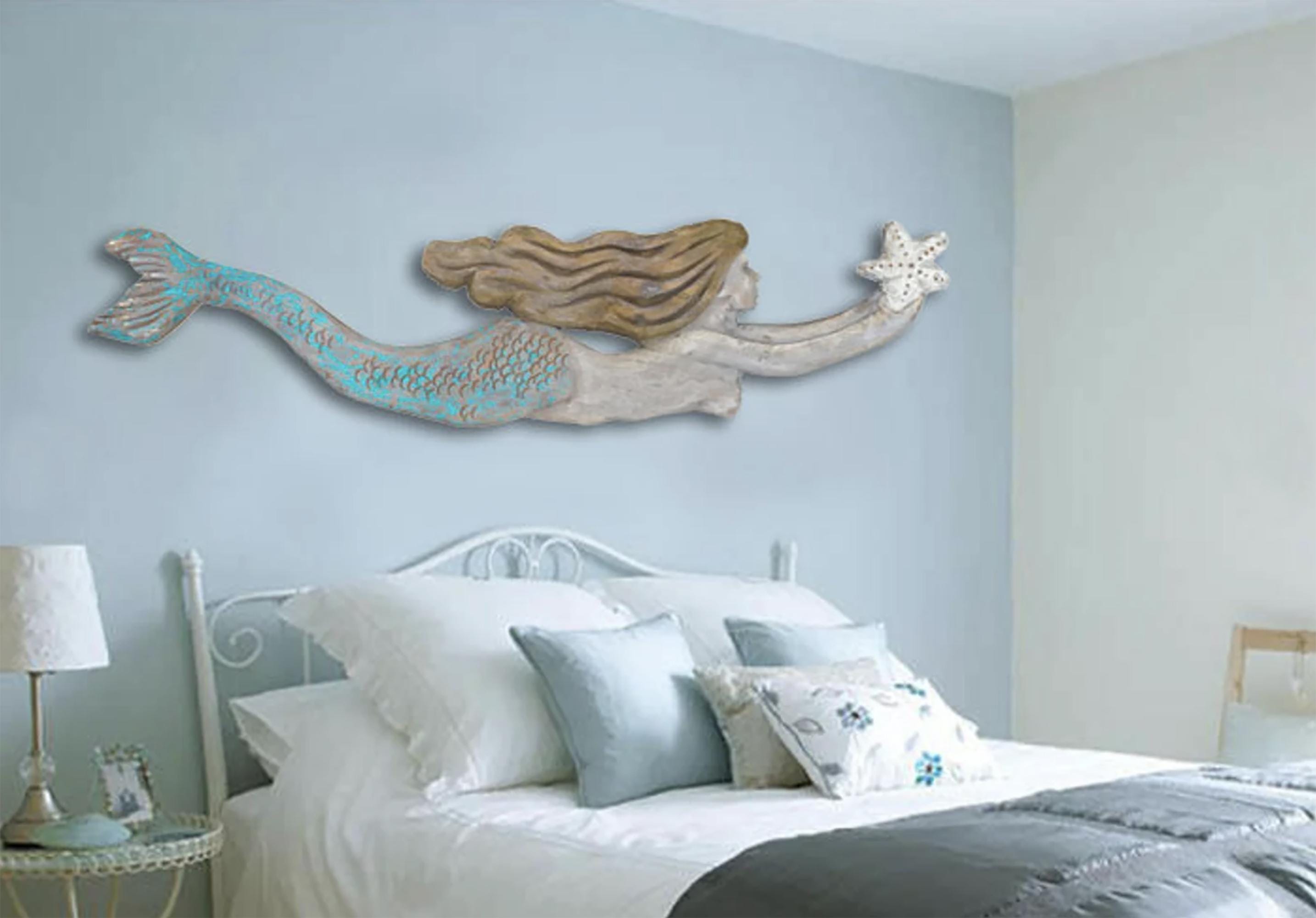 Mermaid Driftwood 60x14" XL 2D Sculpture Beach Décor by SEASTYLE