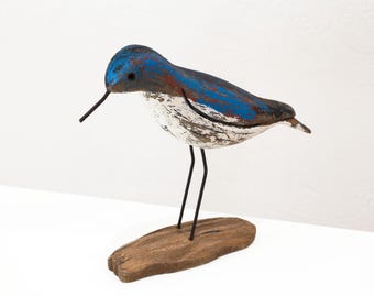 Hand-Carved Driftwood Seagull Figurine, Rustic Beach Coastal Decor (7"x5"x2")