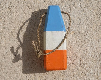 Lobster Buoy blue white orange Vintage Style Nautical Beach Decor by SEASTYLE