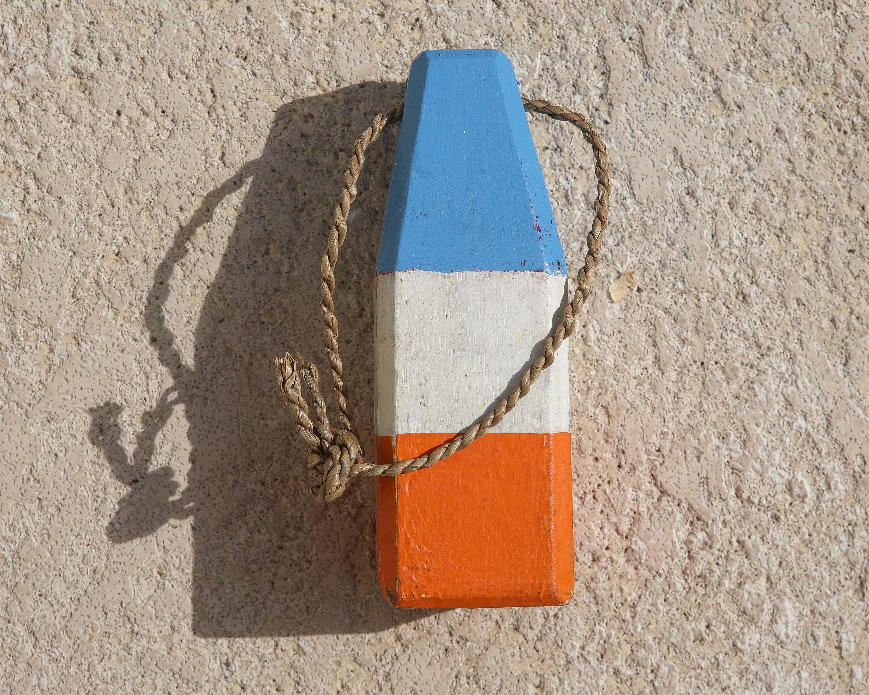 Boya de langosta azul, blanca y naranja, estilo vintage, decoración náutica de playa de SEASTYLE