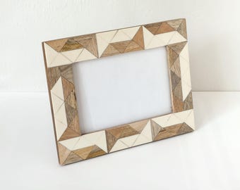 Wooden Mosaic Picture Frame Rustic Beach Decor by SEASTYLE