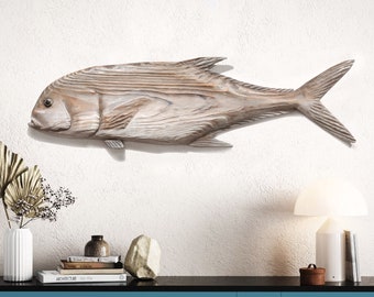 Pompano 40x12 inch Gray Driftwood 2D Sculpture Beach Décor by SEASTYLE