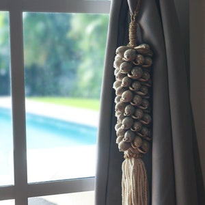 Seashell Curtain Tassels (2pc): Boho Beach Coastal Decor