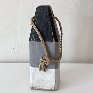 Beach Decor, Lobster Buoy Dark Grey, Grey, and White, Nautical, Wooden by SEASTYLE