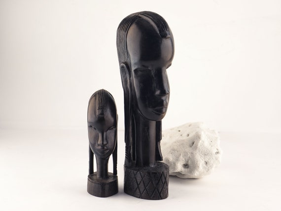Wooden Vintage African Figurines Beach Decor by SEASTYLE