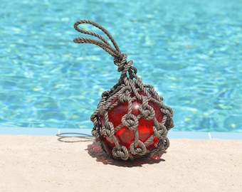 Glass Fishing Float Red 6" Beach Decor