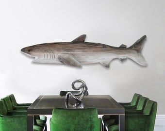 Driftwood Shark 44" 2D Sculpture Wall Art Beach Décor by SEASTYLE