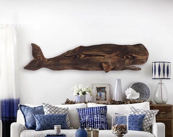 Driftwood Whale 52 in 2D Sculpture Beach Décor by SEASTYLE