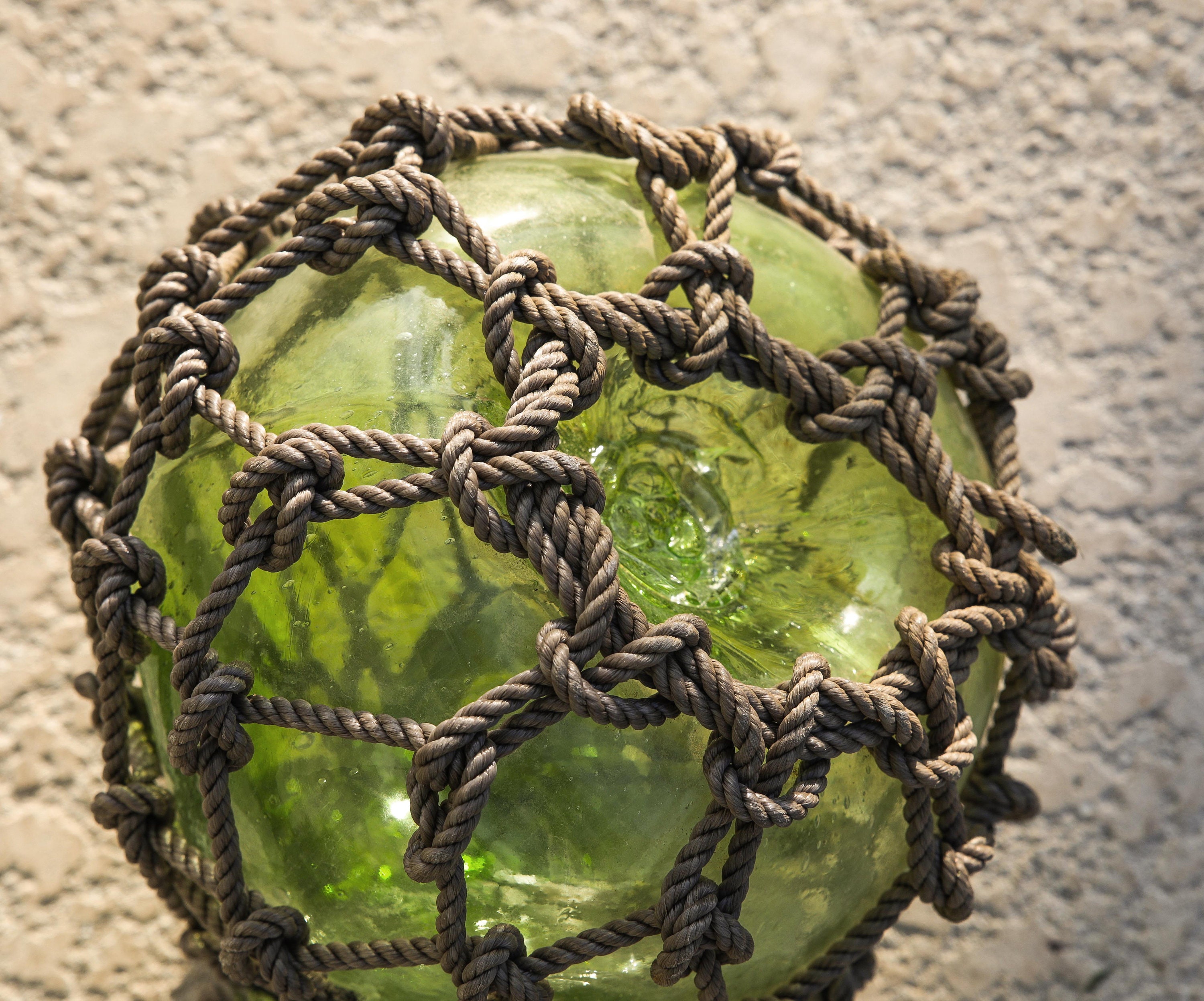 Floating Rope Net Green Glass Fishing Float Rope Netting Coastal Decor 9 Inch - Etsy