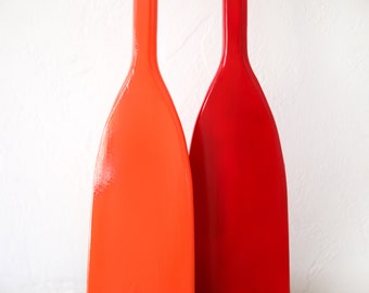 Paddles Orange & Red Pair Beach Decor Wood Nautical by SEASTYLE