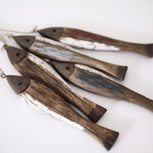 School of 5 Fish on a Rope, 15&quot; String Beach Decor Driftwood Coastal by SEASTYLE