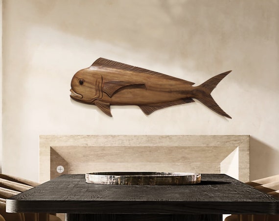 Mahi-Mahi Fish teak 2D Sculpture Beach Décor by SEASTYLE