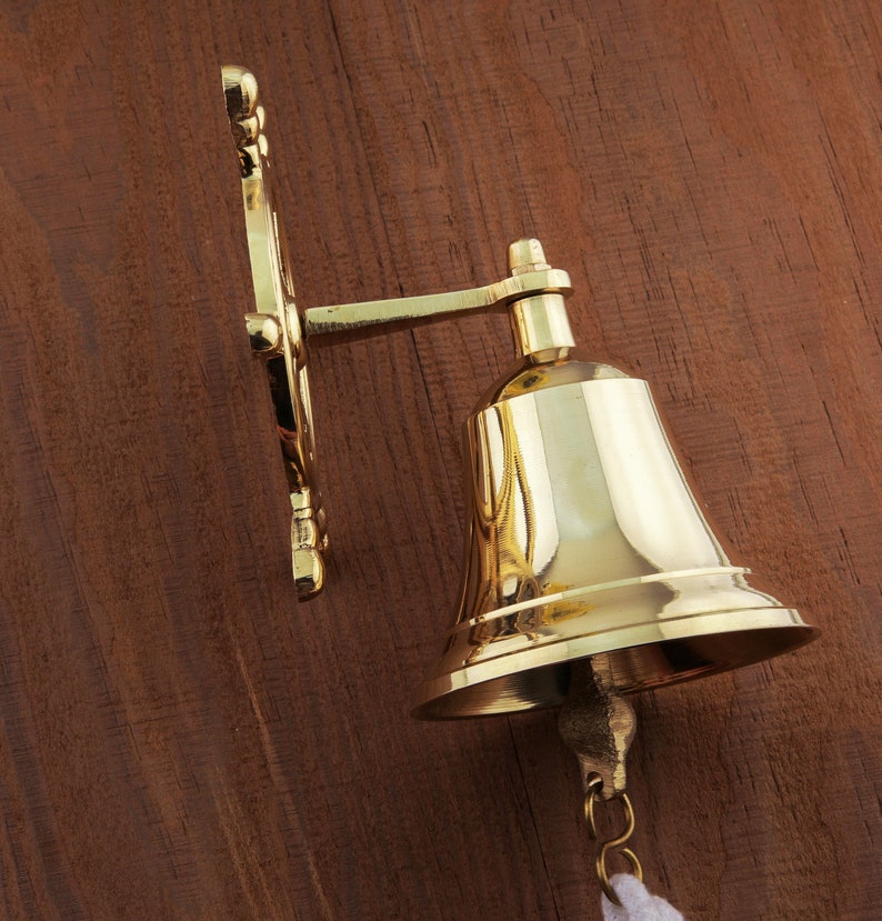 Brass Steering Wheel Ship Bell Rope Nautical Maritime Wall | Etsy