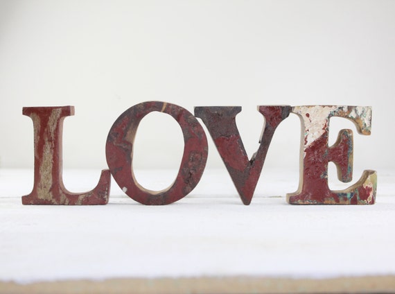 FREE SHIP Beach Decor LOVE  Sign Vintage Style Nautical Wooden by Seastyle