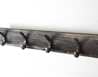 Driftwood Wall Mount Coat Rack 36 in  4 Railroad Spikes Beach Décor by SEASTYLE