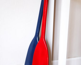 Paddles Pair Red & Navy Blue Beach Decor Wood Nautical by SEASTYLE