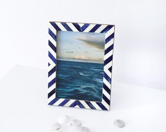 Sea Cottage Style Blue White Picture Frame Nautical Beach Decor, by SEASTYLE