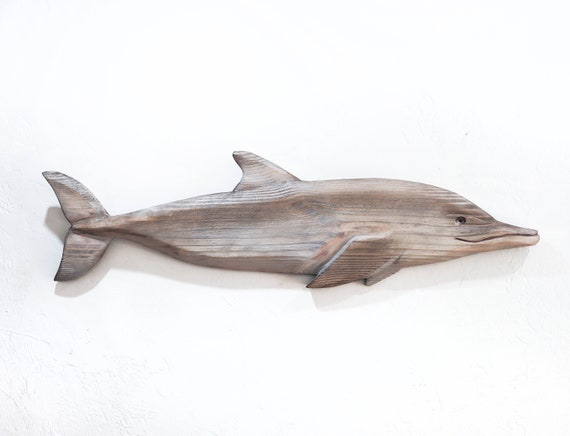 Driftwood Dolphin 40 in 2D Sculpture Beach Décor by SEASTYLE