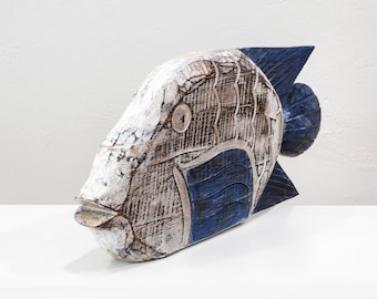 Blue-Brown White Wood Fish Beach Décor by SEASTYLE