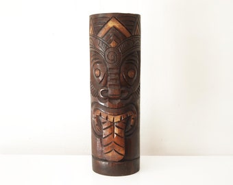 Tiki Maori Totem 20" Antique Finish Indoor Outdoor Pool Beach Décor by SEASTYLE