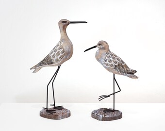 Pair of Sea Brown Birds on the Stand Beach Coastal Tabletop Décor by SEASTYLE