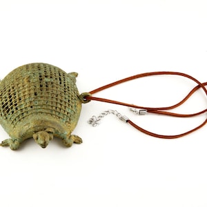 Vintage Brass Turtle Necklace 4x3x1.5 inch Handmade Beach Decor by SEASTYLE