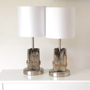 Driftwood Accent Lamps 2 Pcs USB Port Nautical Beach Decor by