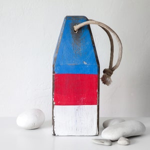 Old-style lobster float buoy 12.5&quot;  Blue  Red white Nautical, Beach Decor by SEASTYLE