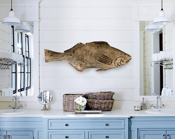 Driftwood 20 Mouth Bass Fish 2d Sculpture Beach Decor By Etsy