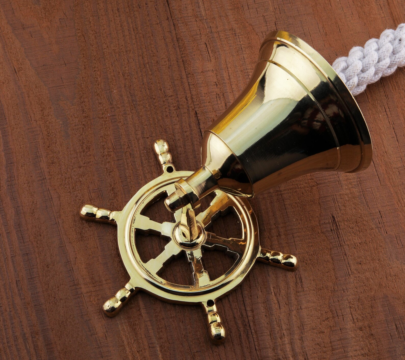 Brass Steering Wheel Ship Bell Rope Nautical Maritime Wall | Etsy