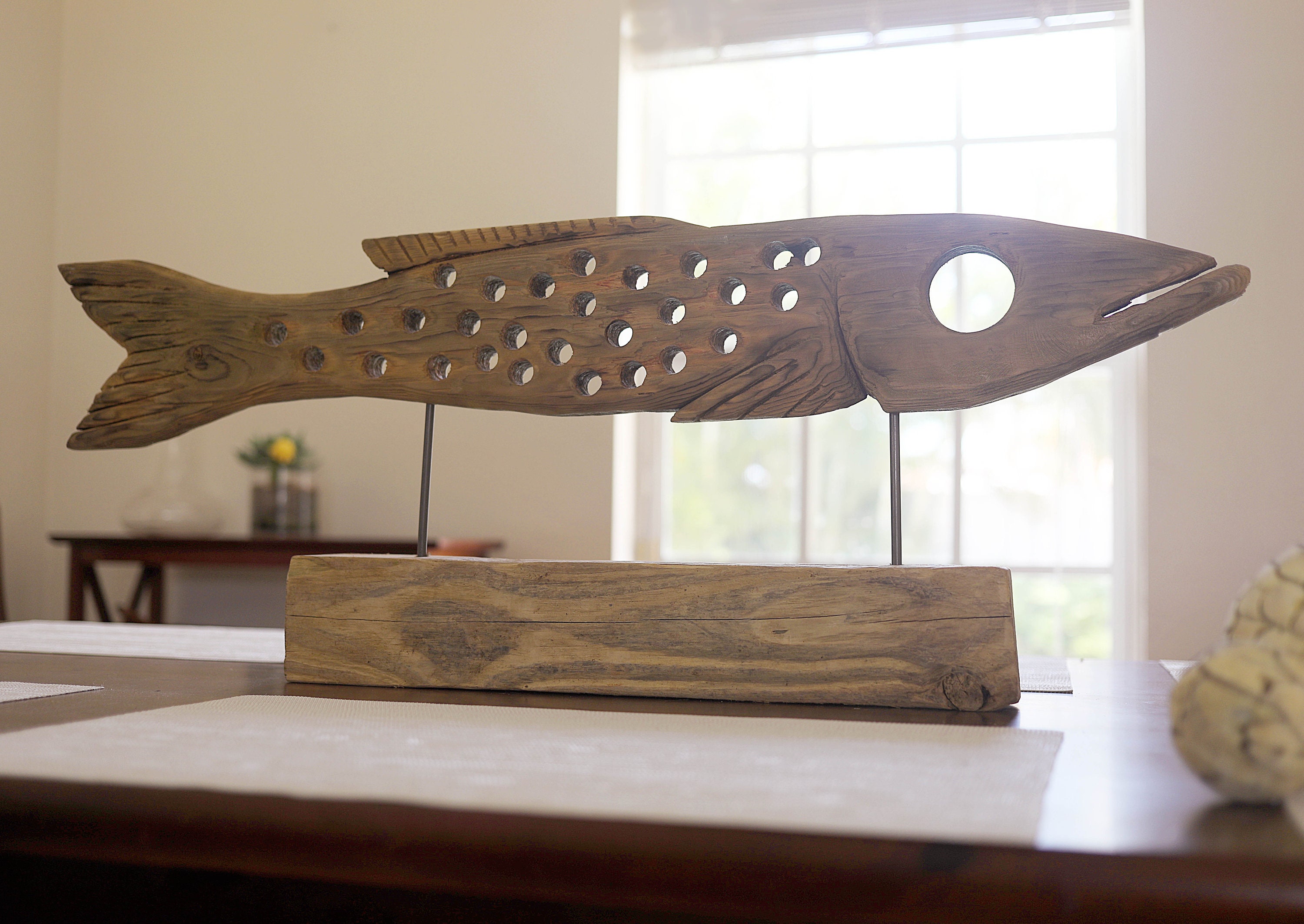 Fish on Stand Statue 33 in Driftwood Beach Décor by SEASTYLE Etsy