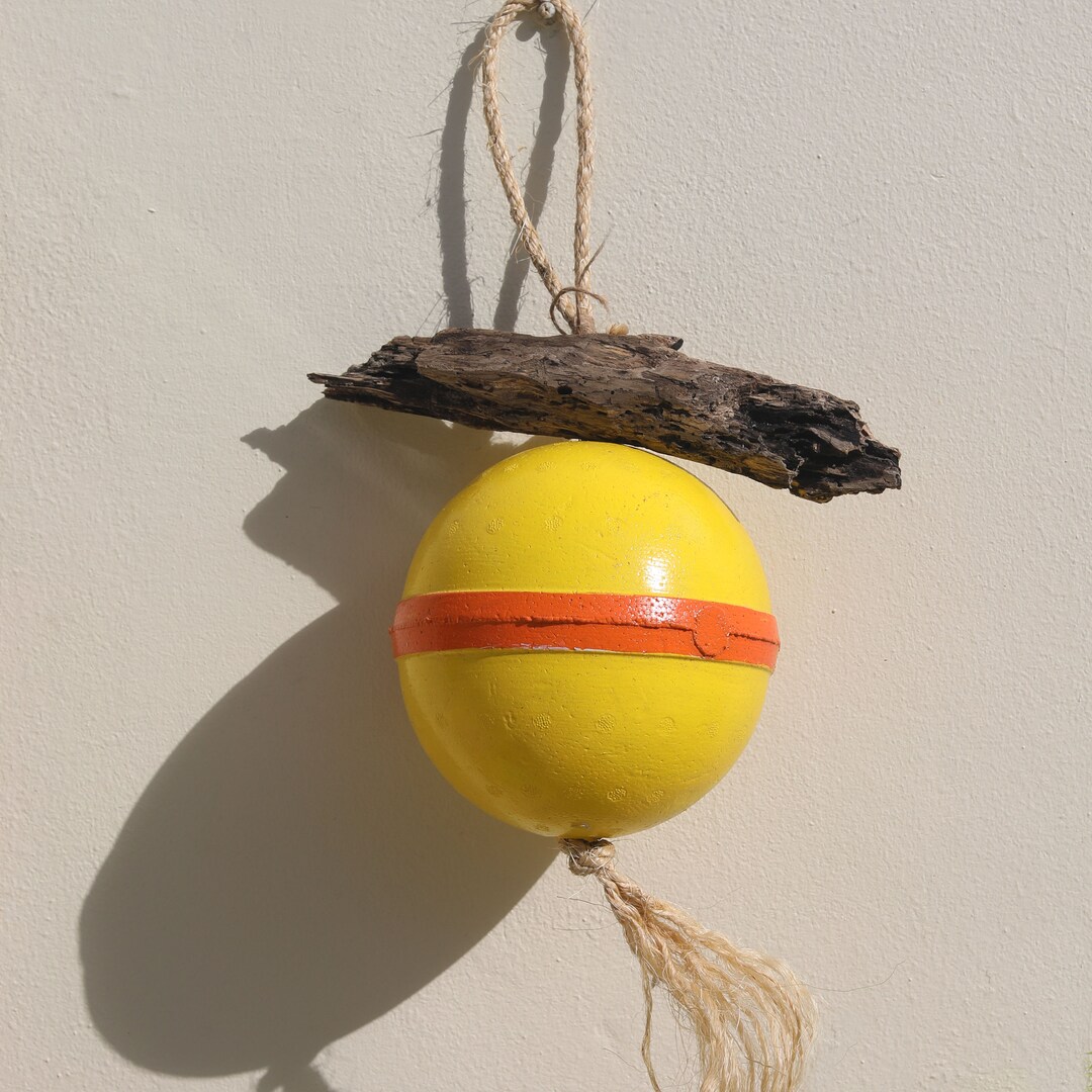 Float Buoy Yellow Rope Driftwood Nautical by SEASTYLE - Etsy