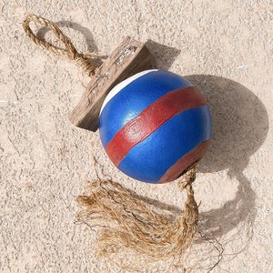Float Buoy Blue Red Rope Vintage Nautical by SEASTYLE