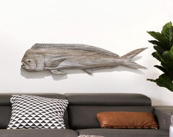 Driftwood Mahi Mahi Dolphinfish Sculpture Beach Décor by SEASTYLE