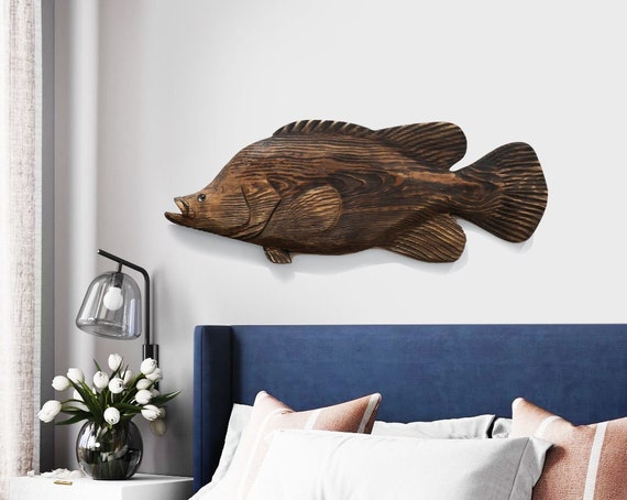 Driftwood Tripletail Fish 31 in 2D Sculpture Beach Décor by