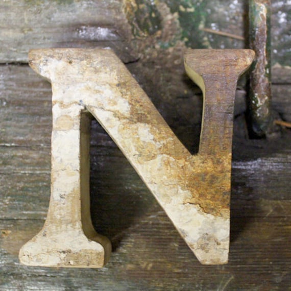 Beach Decor Wooden Letter N Vintage Style Nautical By Seastyle Etsy