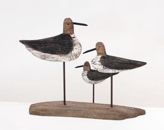 Three Sea Bird Driftwood Figurines on the stand Home Coastal Decor by SEASTYLE